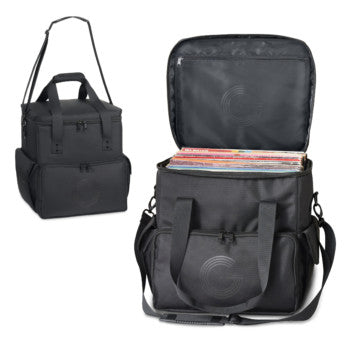 32cm by 34cm by 32cm rip-resistant polyester canvas extra-large messenger bag for vinyl storage