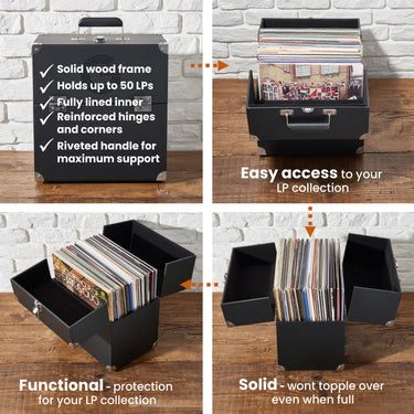 Unique folding front and back flaps for quick and easy access to your LPs